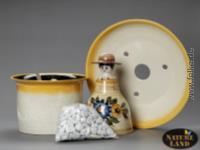 Keramik Brunnen - Frau mit Hut - DDR Nostalgie (gelb)
