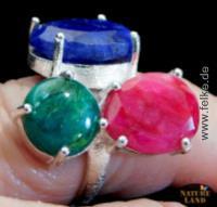 Silberring: Saphir, Rubin, Smaragd; Ring   18 mm