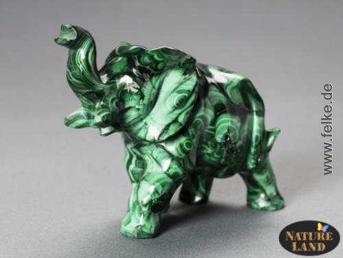Malachit Elefant - Gravur (Unikat No.14) - 831 g