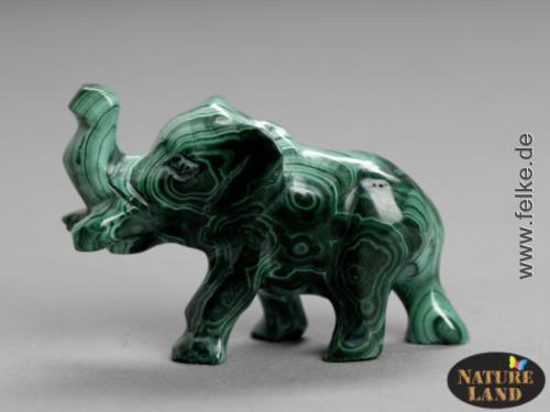 Malachit Elefant - Gravur (Unikat No.15) - 66 g