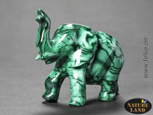Malachit Elefant - Gravur (No.12) - 93 g