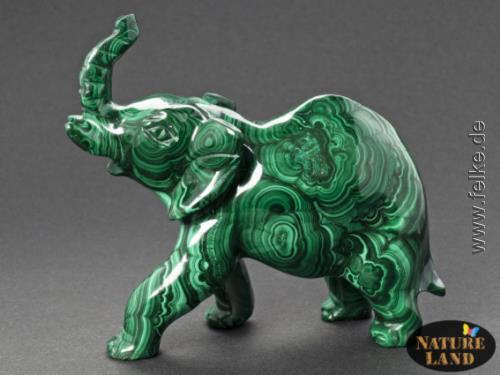 Malachit Elefant - Gravur (Unikat No.09) - 710 g