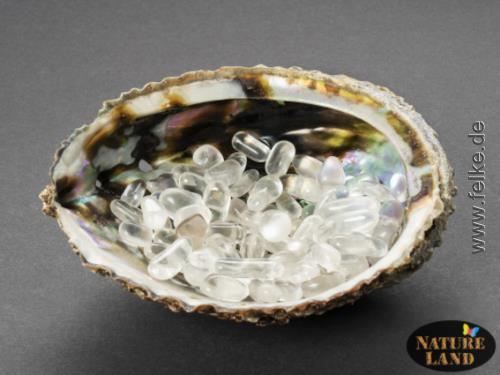Abalone Perlmutt Schale mit Bergkristall, 125 g
