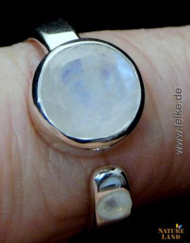 Silberring: Regenbogen Mondstein; Ring  Ø 17 mm